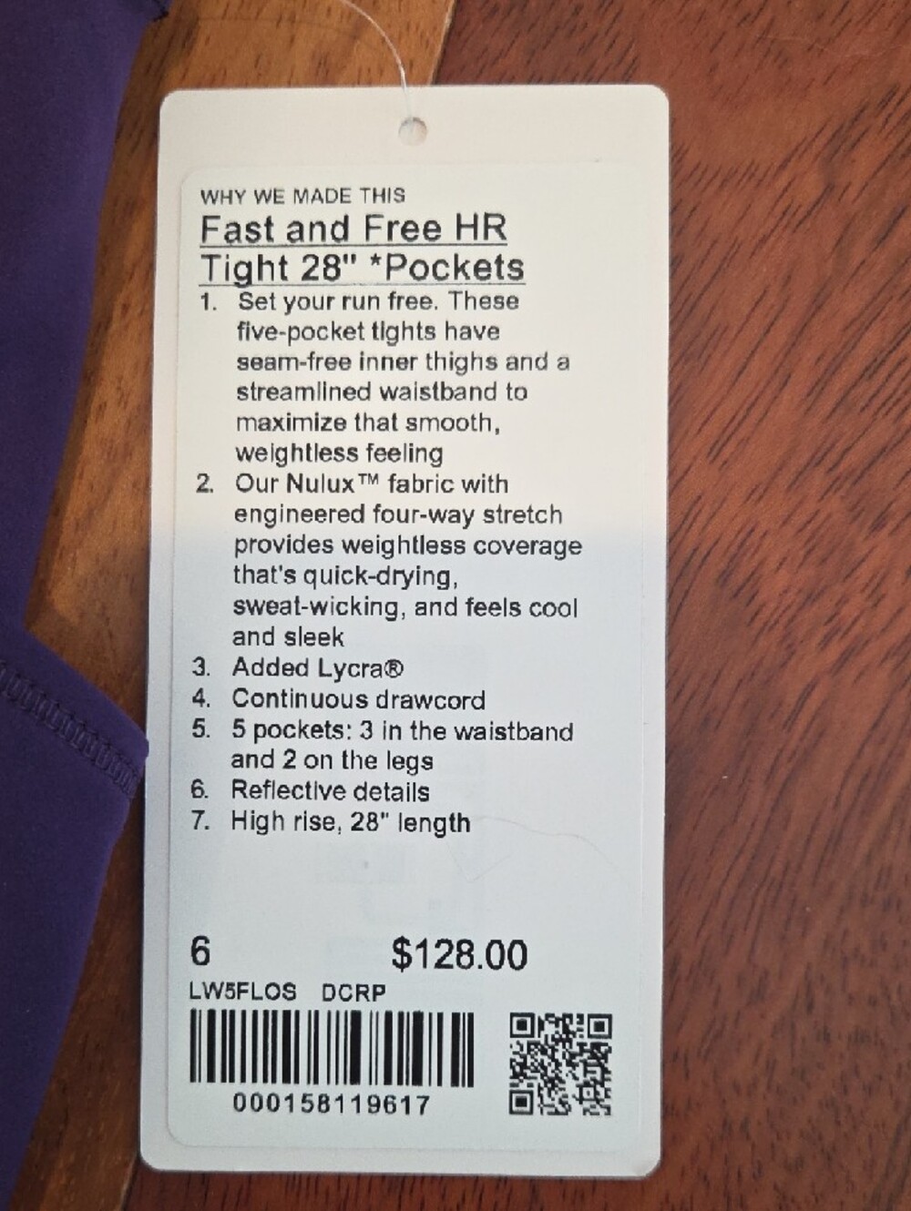 Lululemon Women's Fast and Free High-Rise Tight Size 6 New Dark Court Purple - Picture 2 of 8